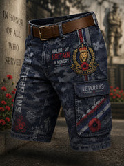 Men's Camouflage Cargo Shorts With Veteran Commemorative Elements