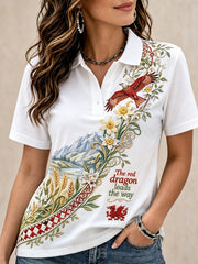 Women's Welsh Red Dragon Cultural Elements Art Print Polo