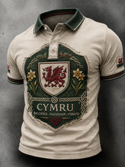 Men's Welsh Red Dragon Cultural Elements Art Print Polo