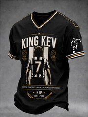 Men's England Football Lover Legend King Kev Rip Printed V-neck T-shirt