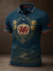 Men's Welsh Red Dragon Cultural Art Print Polo