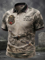Men's British veteran print polo shirt
