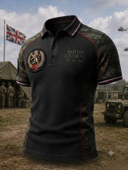Men's British veteran print polo shirt