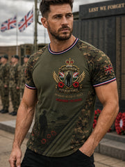 Men's Short-Sleeve T-Shirt With Camouflage And Military-Style Prints