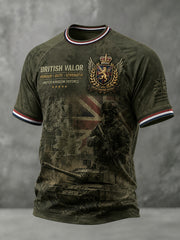 Men's Vintage Camouflage Military-Style Print Raglan Short-Sleeve T-Shirt