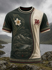 Men's Welsh Red Dragon Cultural Elements Art Print T-Shirt