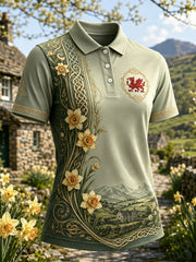 Women's Welsh Red Dragon Cultural Elements Art Print Polo
