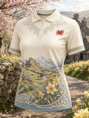 Women's Welsh Red Dragon Cultural Elements Art Print Polo