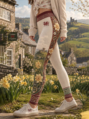 Women's Wales Red Dragon Cultural Elements Art Print Leggings