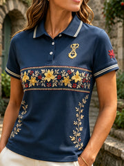 Women's Welsh-Inspired Casual Polo Shirt With Art Print