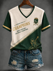 Women's Limerick Hurling Printed V-neck T-shirt