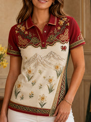 Women's Welsh Cultural Element Art Print Casual Polo