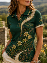 Women's Welsh Cultural Element Art Print Casual Polo