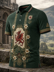 Men's Welsh Cultural Element Art Print Casual Polo