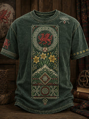 Men's Welsh Cultural Element Art Print Casual T-Shirt