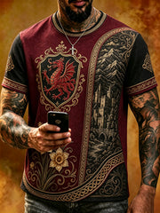 Men's Welsh Red Dragon Cultural Elements Art Print Casual T-Shirt