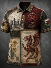 Men's Welsh Ddraig Goch Printed Polo Shirt