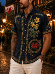 Men's Welsh Red Dragon Cultural Elements Art Print Casual Shirt