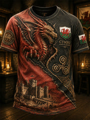 Men's Welsh Ddraig Goch Printed Short-Sleeve T-Shirt
