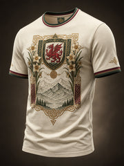 Men's Welsh Red Dragon Cultural Elements Art Print T-Shirt