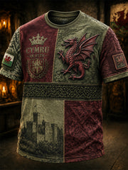 Men's Welsh Red Dragon Printed Short-Sleeve T-Shirt