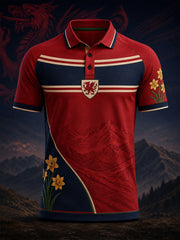 Men's Welsh Red Dragon Cultural Elements Art Print Casual Polo