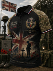 Men's Short-Sleeve Polo Shirt With Veteran Memorial Graphic Print