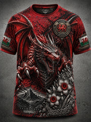 Men's Welsh Red Dragon Printed Short-Sleeve T-Shirt