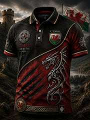 Men's Welsh Red Dragon Printed Polo Shirt