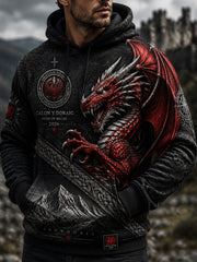 Men's Welsh Red Dragon Print Hoodie