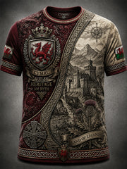 Men's Welsh Red Dragon Printed Short-Sleeve T-Shirt