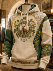 Men's Irish Patriotic Commemoration Oversized Drop-Shoulder Hoodie with Pockets
