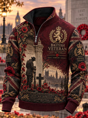 Men's British Veteran Commemorative Stand-Collar Long-Sleeve Sweatshirt
