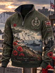 Men's British Veteran Commemorative Stand-Collar Long-Sleeve Sweatshirt