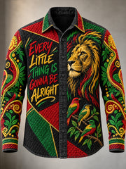 Men's EVERY LITTLE THING IS GONNA BE ALRIGHT Print Casual Long Sleeved Shirt