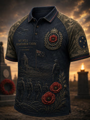 Men's Australia Remembrance Day  Art Print Polo Shirt