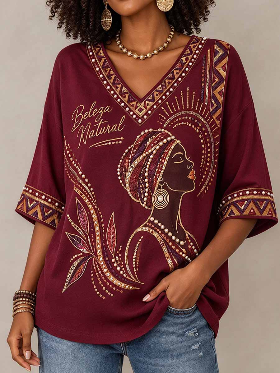 Camiseta feminina com estampa do Dia da Consciência Negra no Brasil