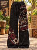 Calças femininas retrô 1695 com estampa de orgulho negro