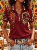 Camisa Polo Feminina Retrô 1695 com Estampa do Padrão 'Our Pride'