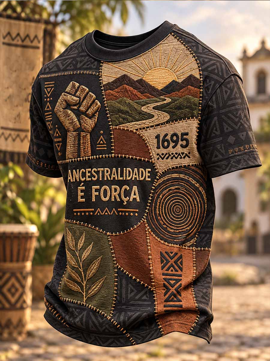 Camiseta Masculina Retrô 1695 com Estampa de Orgulho Negro
