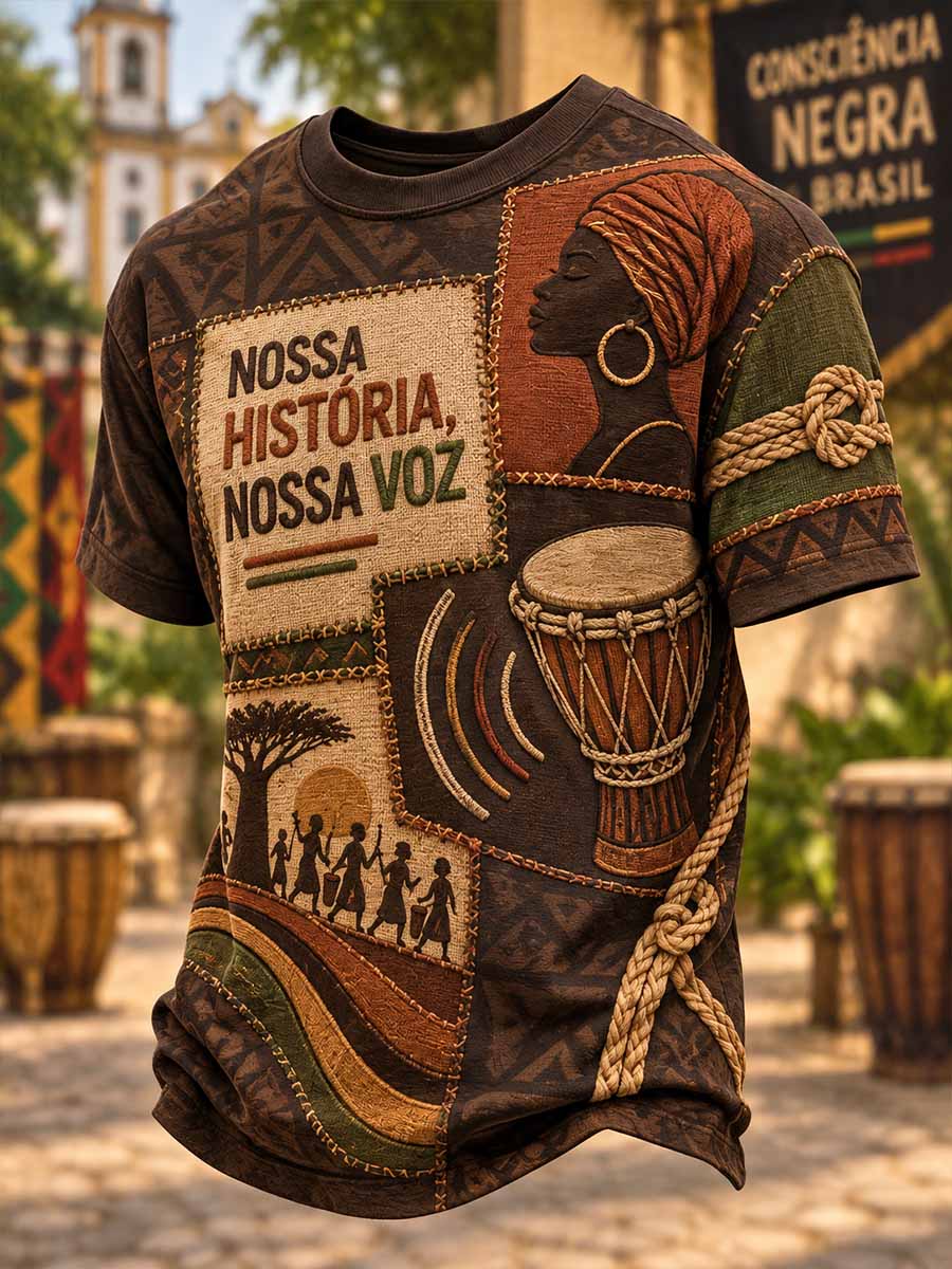 Camiseta Masculina Retrô 1695 com Estampa de Orgulho Negro