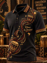 Camisa polo masculina com estampa do Dia da Consciência Negra no Brasil