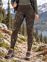 Leggings Femininas para Trilhas com Estampa de Natureza e Amantes das Caminhadas