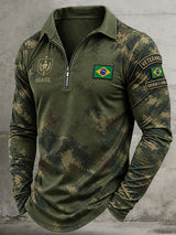 Camisa polo de manga comprida para homem com estampa comemorativa aos veteranos