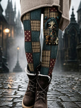 Halloween Patchwork impressão leggings das mulheres