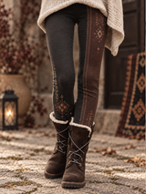 Outono/inverno Floral Art feminino Prtinted Leggings de veludo