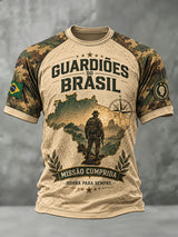 Camiseta de manga curta Raglan gráfica com tema memorial dos homens