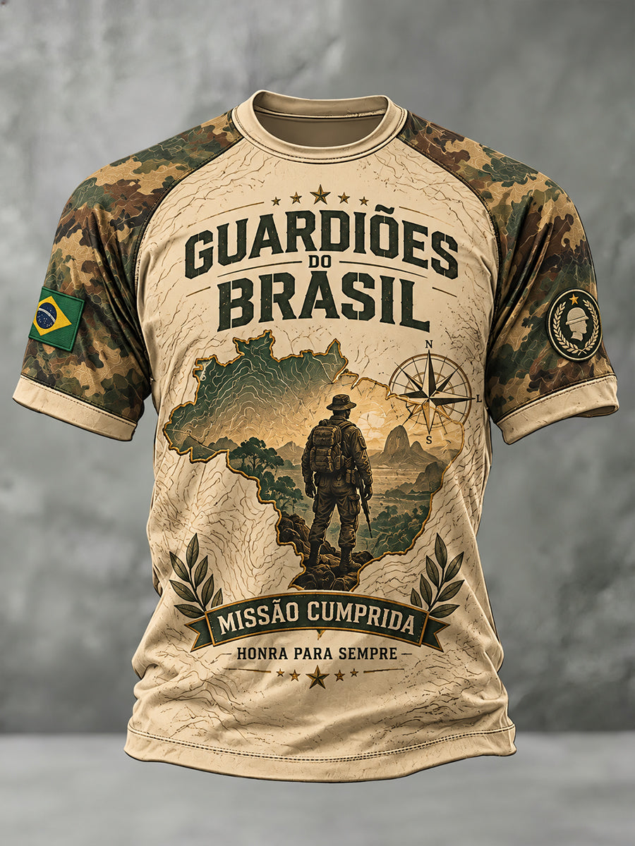 Camiseta de manga curta Raglan gráfica com tema memorial dos homens