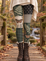 Leggings femininas de outono/inverno com estampa floral artística
