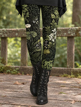 Leggings femininas de outono/inverno com estampa floral artística